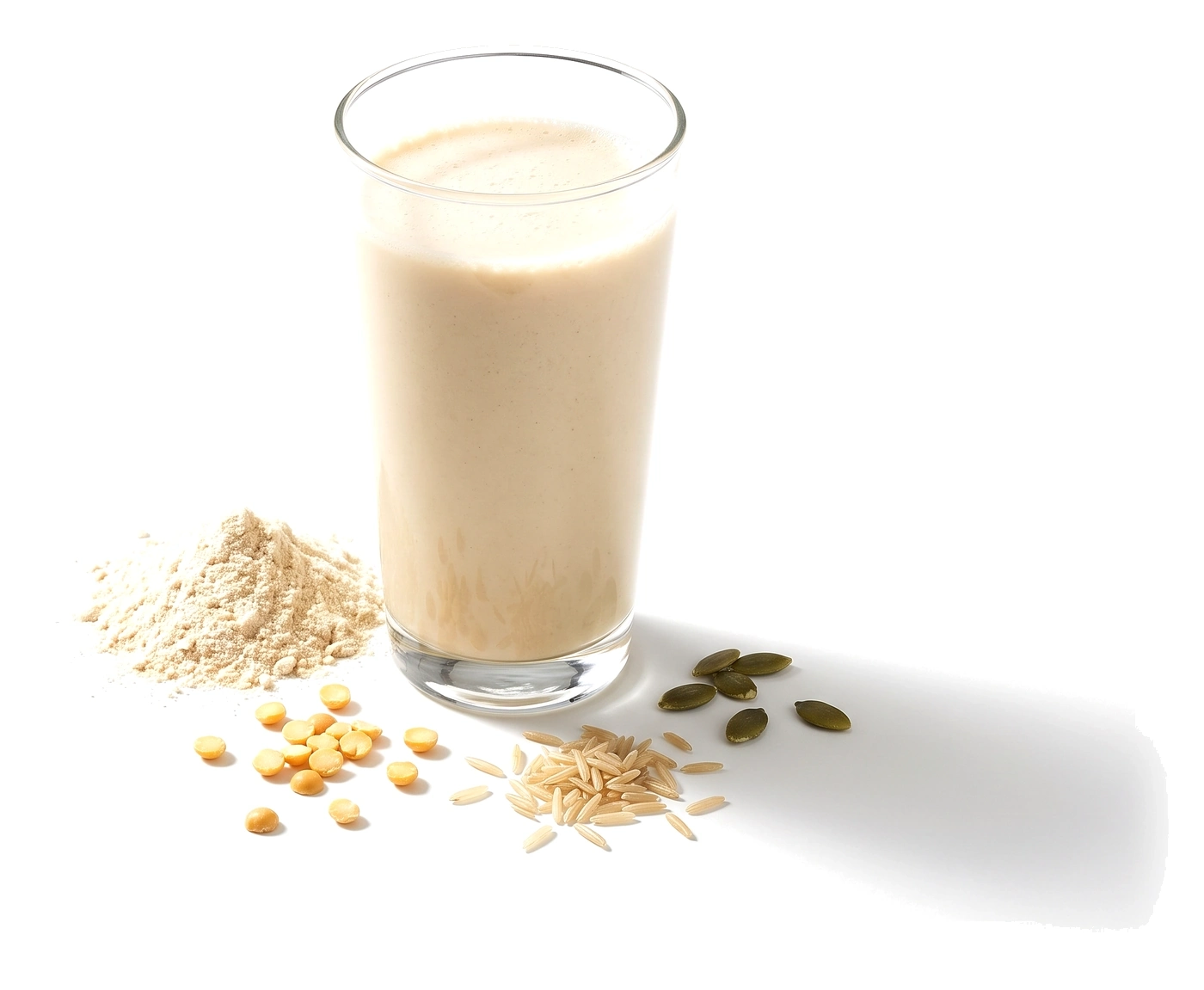 Clean Protein bezsmakowy przygotowany w szklance, obok proszek białkowy