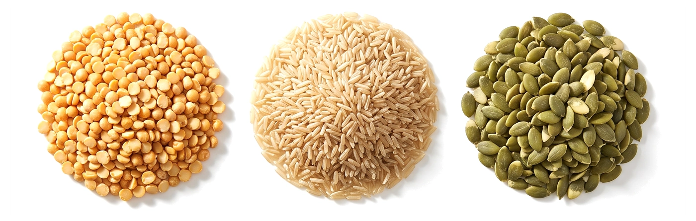 Składniki Clean Protein bezsmakowego: groch, brązowy ryż, pestki dyni