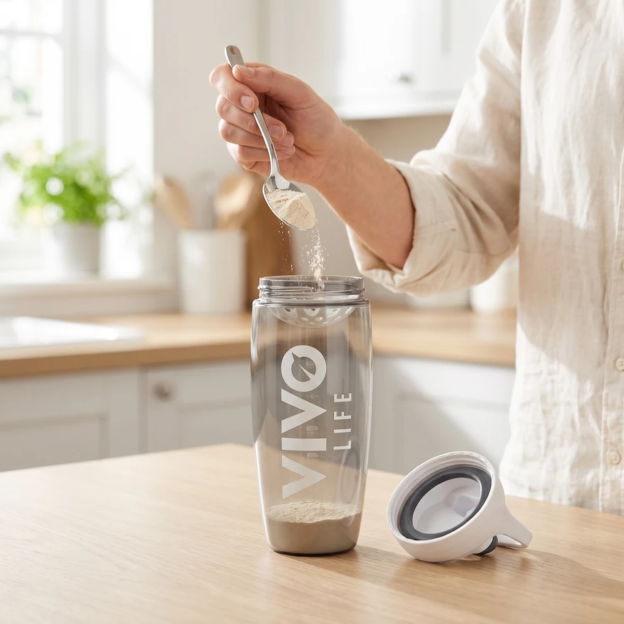 Krok 2: wsyp odmierzoną porcję do shakera Vivo Life Eco Zen