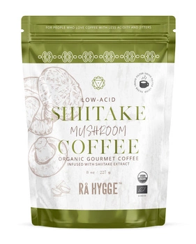 BIO Kawa z Shiitake Ra Hygge średnio mielona do filtrów - ekologiczna, niskokwasowa z ekstraktem Shiitake (227g)