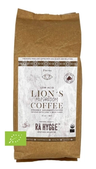 BIO KAWA z SOPLÓWKĄ Ra Hygge w ziarnach - ekologiczna, niskokwasowa z ekstraktem soplówki jeżowatej (1kg)