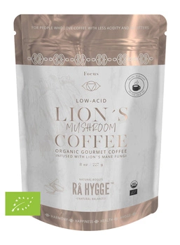 BIO KAWA z SOPLÓWKĄ Ra Hygge średnio mielona do filtrów - ekologiczna, niskokwasowa z ekstraktem soplówki jeżowatej (227g)