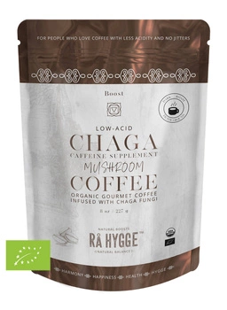 BIO KAWA z CHAGA Ra Hygge średnio mielona do filtrów - ekologiczna, niskokwasowa z ekstraktem Chaga (227g)