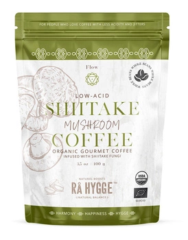 BIO Kawa z Shiitake Ra Hygge w ziarnach - ekologiczna, niskokwasowa z ekstraktem Shiitake (100g)