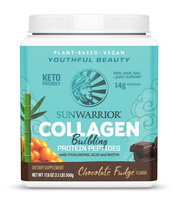 Sunwarrior COLLAGEN building protein - Czekoladowy - Wegańska mieszanka stymulująca produkcję kolagenu COLLAGREEN (500g / 20 porcji)