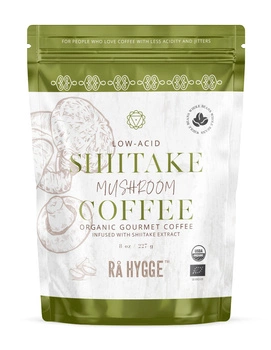 BIO Kawa z Shiitake Ra Hygge w ziarnach - ekologiczna, niskokwasowa z ekstraktem Shiitake (227g)