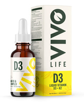 Wegańska witamina D3 i K2 Vivo Life - smak: cytrynowy (100 porcji/50 ml)